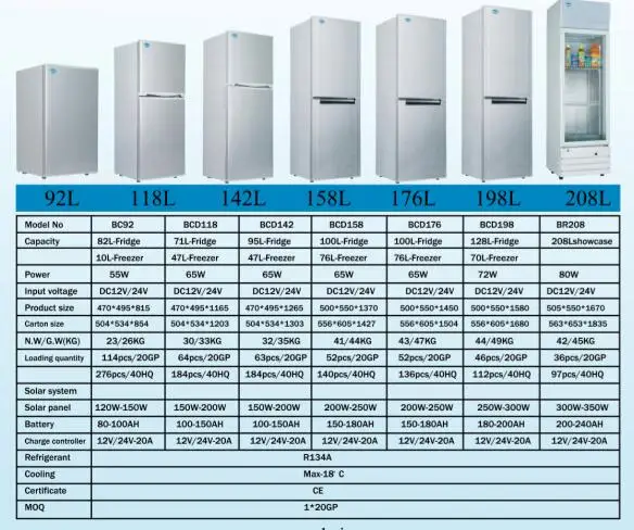 142liter DC compressor refrigerator fridge freezer