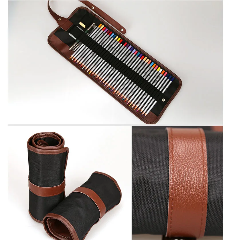 Мультифункциональные холстяные обертка скатать, пакет для канцелярских товаров Набор цветных карандашей 36/48/72 слотов для карт путешествия рисования закатывающиеся пенал