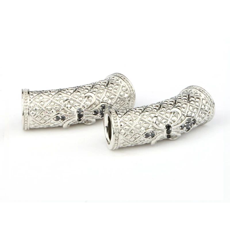 
Hot sale diamond tube shape fashion style cz brass custom metal bracelet beads charm connector micro pave spacer beads 
