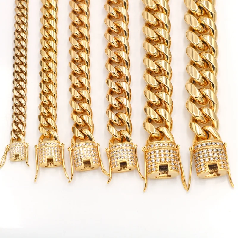 Factory Price 18K PVD Gold Cuban Link Chain, Stainless Steel Cuban Link Chain