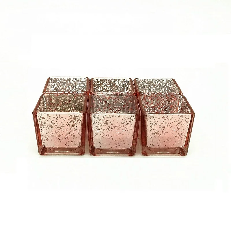 Wholesale Linlang Rose Gold Mercury Glass Candle Holder For Votives Wedding Decoration