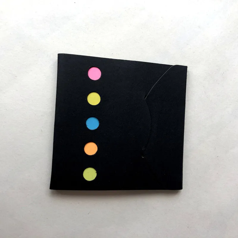 Promotion Small Pocket Black Paper Cover Memo Pad Colorful Sticky Notes