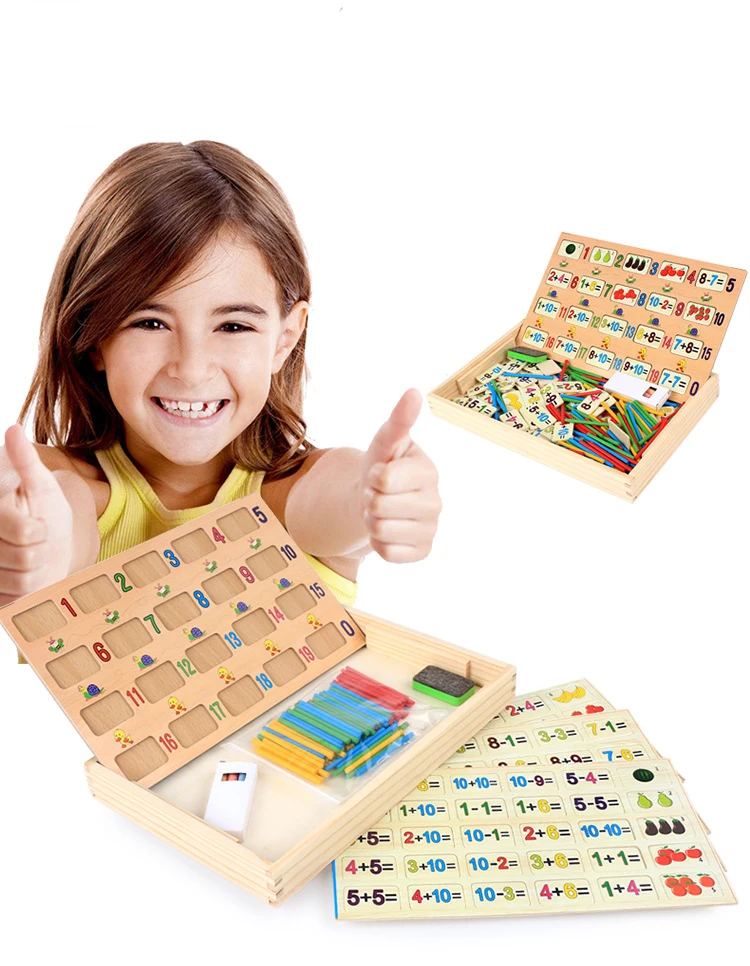 Education toys kids fanny wooden puzzles and sticks wood calculate toys