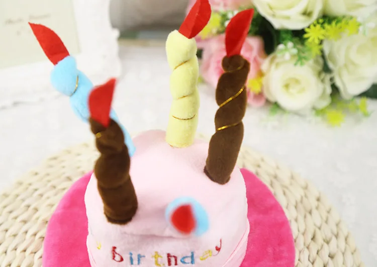 Funny Design Cute Cotton Birthday Hat For Pet Dogs and Cats Birthday Cake and Candle Shape Pet Hat Toy