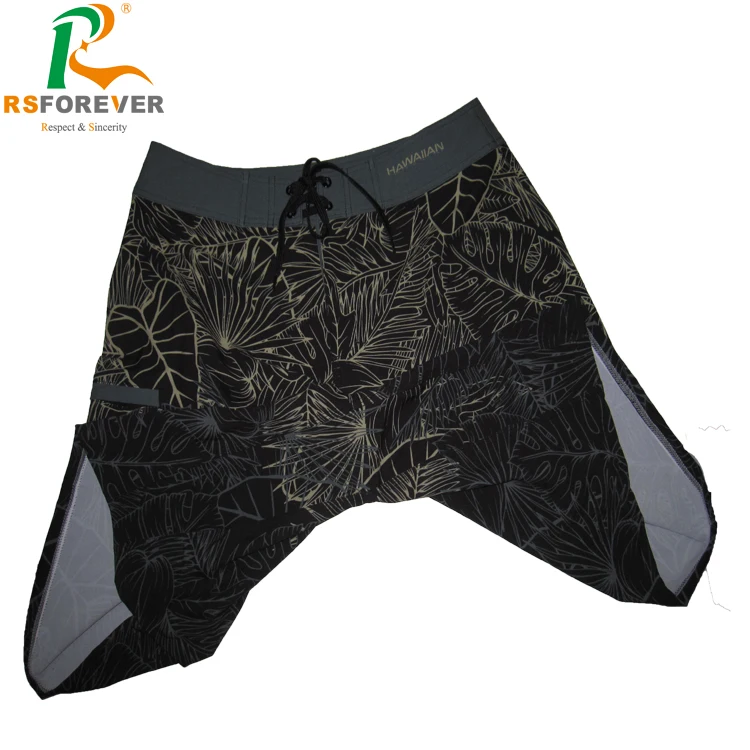 
Die Sublimation Hawaii Leaf Pattern Mens Beach Board Shorts Four Way Stretch 