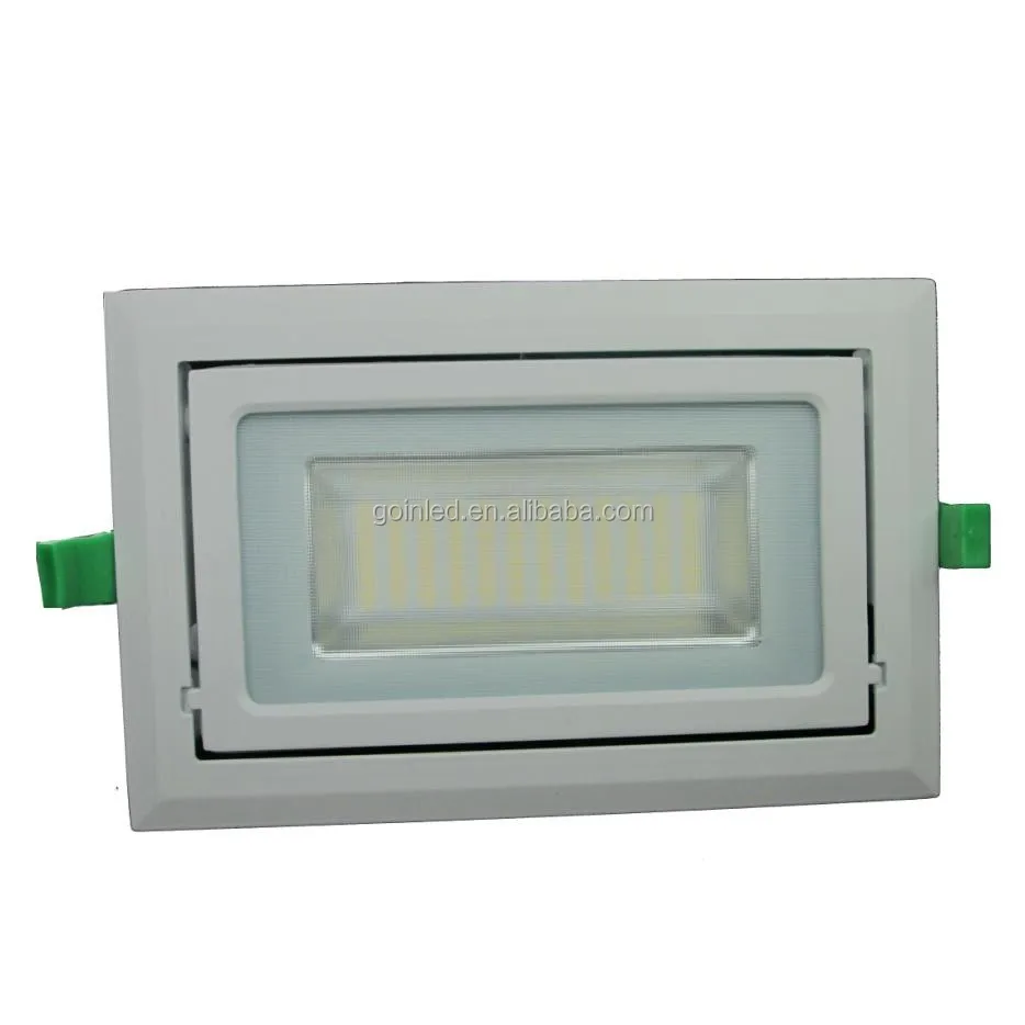 
Ip44 rectangular shape gimbal led down lights 30w 40w 50w 60w hotel,shop,commerical grille recessed downlight 