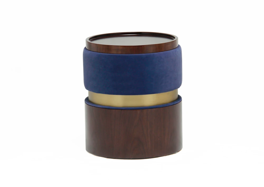 Custom red wooden drum stool round solid wooden drum shape shoe stool bedroom decoration home use cloth art comb dressing stool