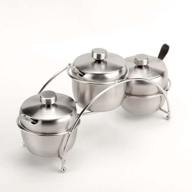 Stainless steel sugar bowl and creamer hot pot seasoning pot spice jar seal/ bulk spice jar rack spice bottle