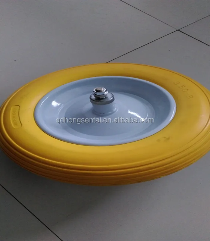 14 inch non-puncture pu foam sack truck hand truck flat free pu foam solid wheel for Italy market 3.50-8 with 12mm axle