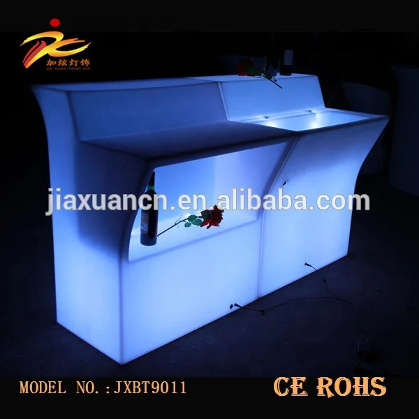 
glow lighted bar counter,long glass bar table,led bar furniture sets 