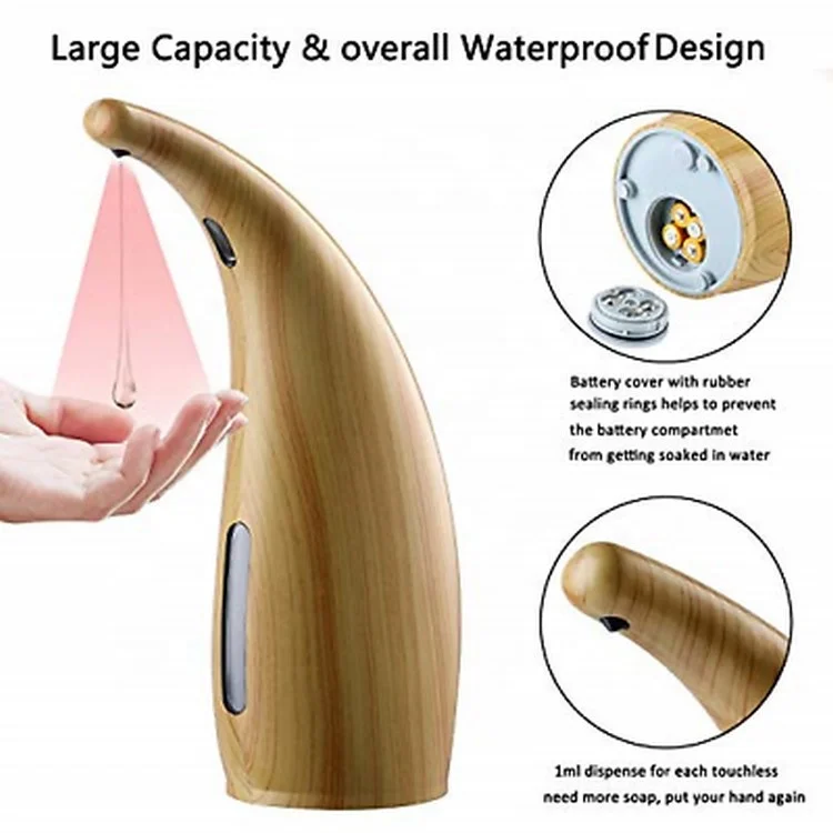 2024 Bestseller Touchless Hands Free Automatic Infrared Bamboo Liquid Soap Dispenser with Wooden for Kitchen Bathroom Sink