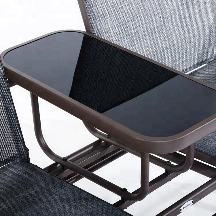 Mesh Fabric Patio Double Glider Chair 2 Person Outdoor Outdoor Furniture Modern in Stock Paulistano Chair Outdoor Leisure Time