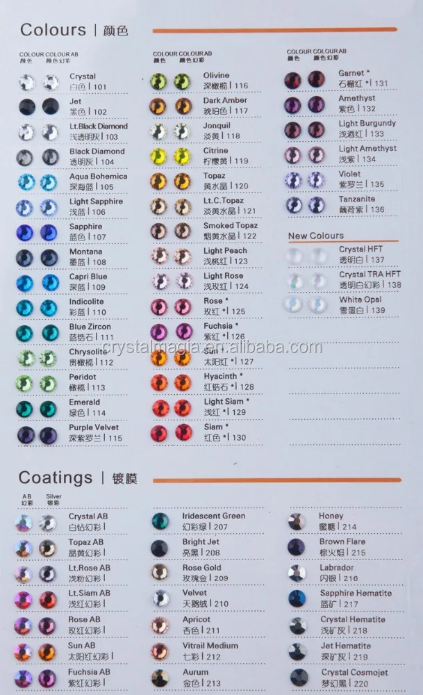 dmc rhinestone hotfix rhinestone color chart for clothing