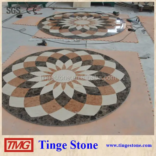 Waterjet flooring marble inlay sun flower designs
