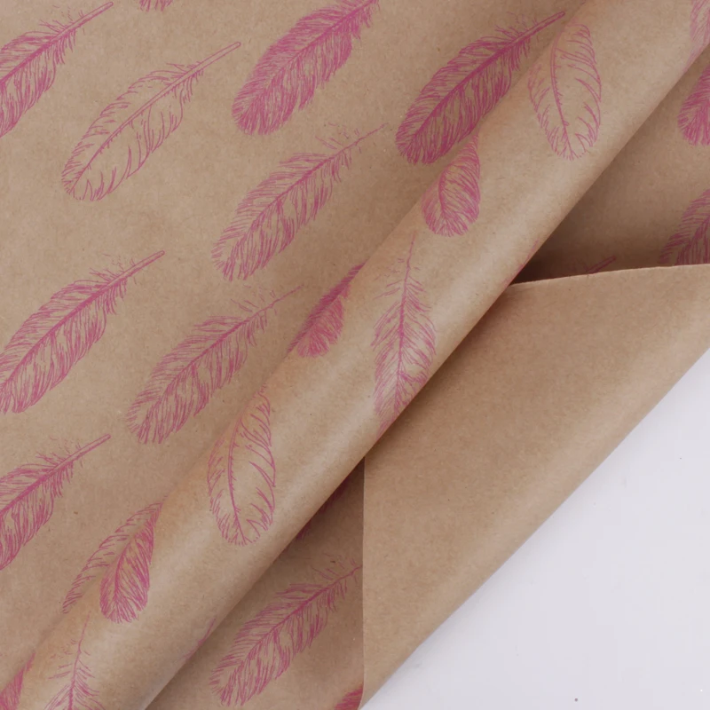 
Wholesale Pink Patterns Printed Thick Brown Gift Wrapping Kraft Paper Roll 