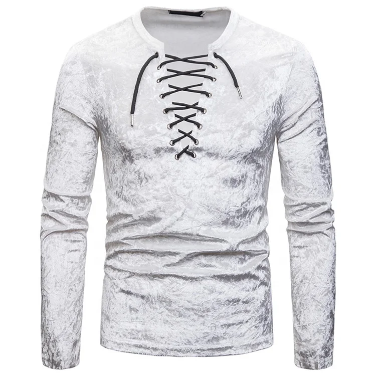 Wholesale Winter Stylish Men Full Sleeve Velvet T Shirts