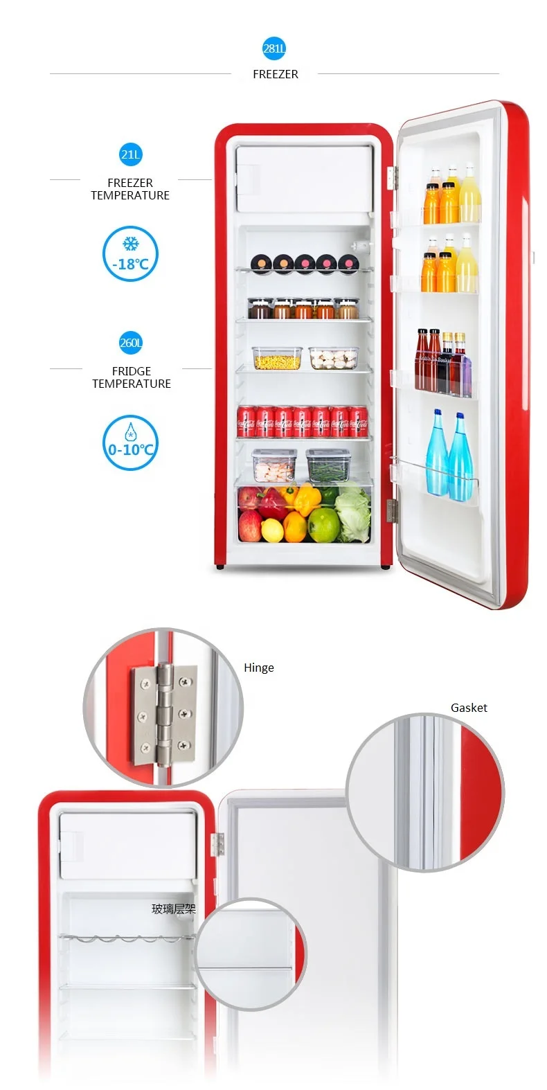 tall retro fridge with freezer box