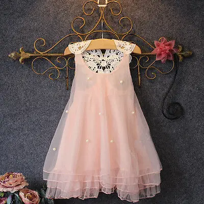 Chiffon Toddler Baby Girls Party font b Dress b font Pearl Lace Tulle Gown font b