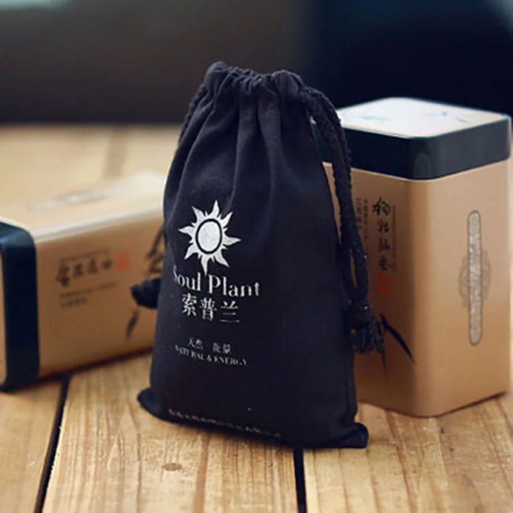 Recyclable Biodegrada Promotional new style black cotton muslin pouch