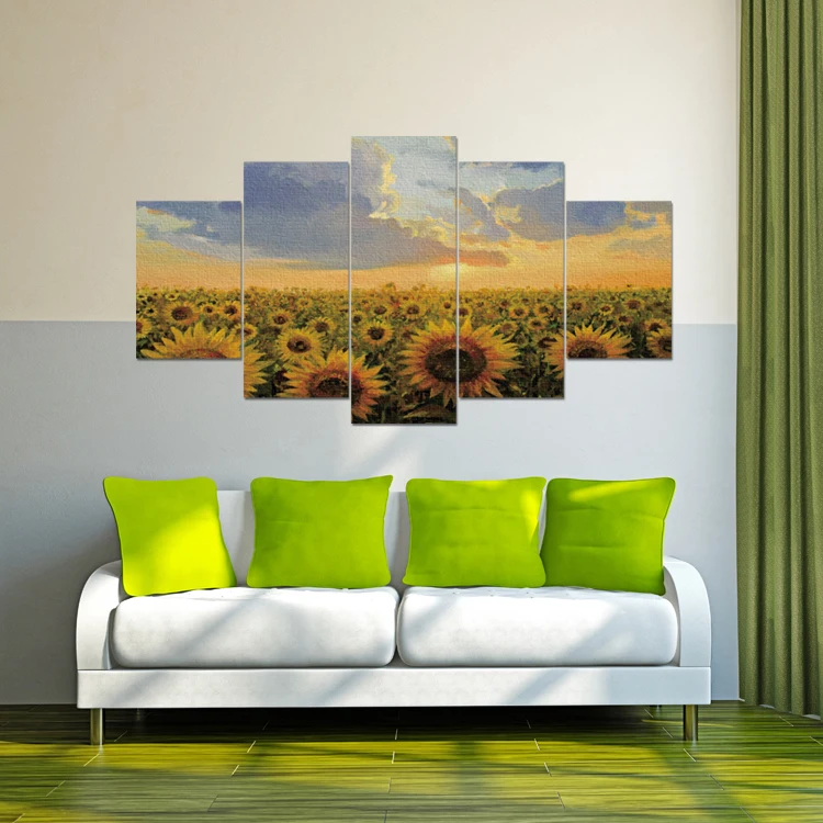 Modern art sunflowers 5-piece canvas oil painting beautiful picture wall art painting