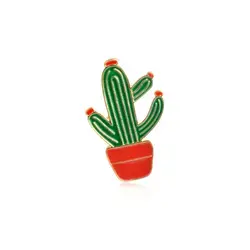 Cute Cactus Succulents Chlorophytum Potted Plant Brooch Cartoon Potted Plant Enamel Pins