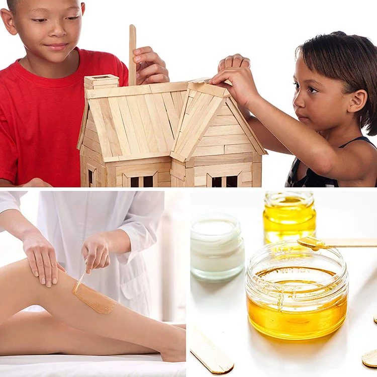 Wholesale custom disposable eco-friendy cosmetic depilatory hair removal wooden waxing spatula sticks for Beauty Salon