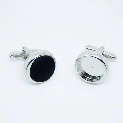 Cufflink Blank Settings Round Blanks Bezel Base for Cabochon Cameo DIY Cufflink Findings
