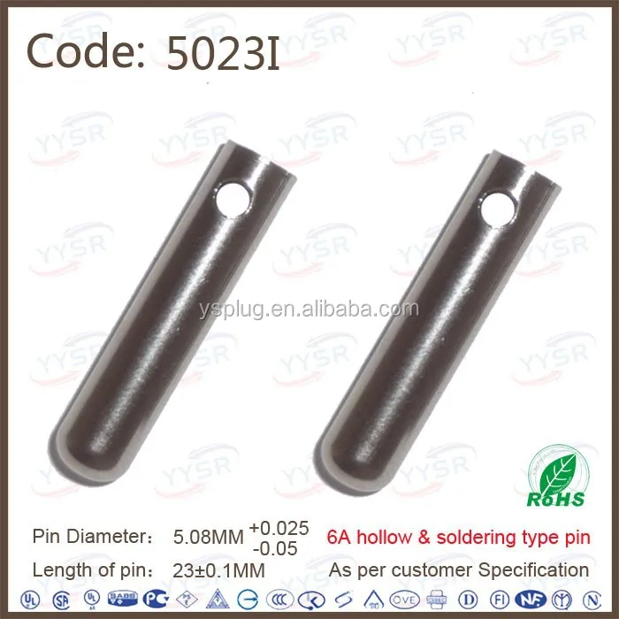 5023I 7027I 5/6amp 10A soldering type brass India plug pin hollow(5.0mm 7.0mm brass soldering terminal)