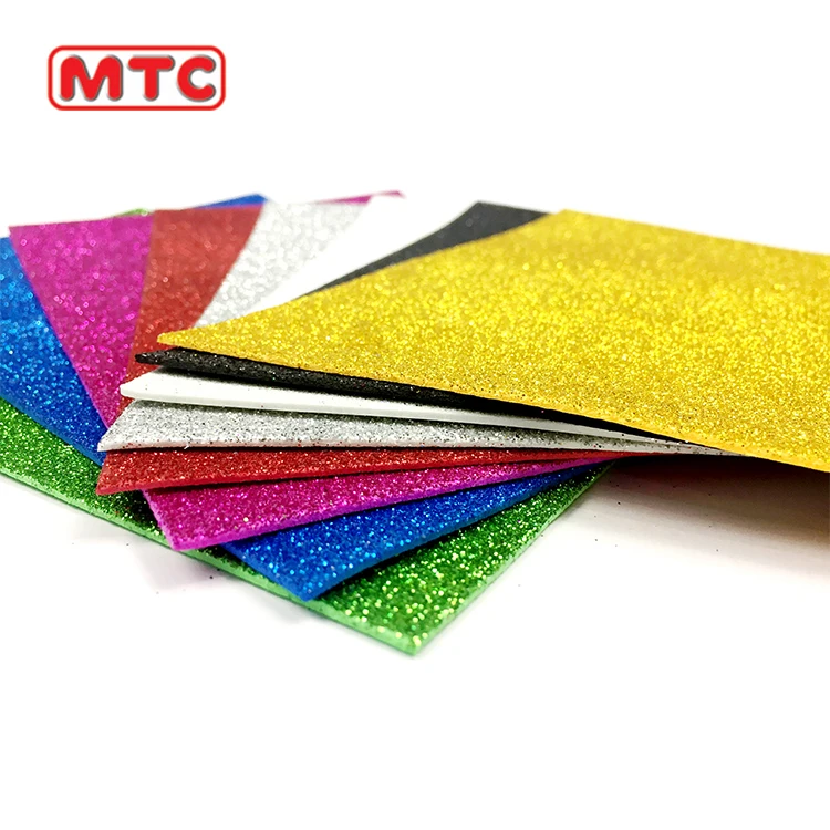 
2mm colored glitter self adhesive EVA foam sheets 3pcs wholesale supplies 