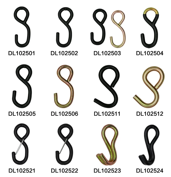 1 inch Zinc Coated Heavy Duty Wire Hook for Winch Strap Utility Car Lashing S sharped Double J hook