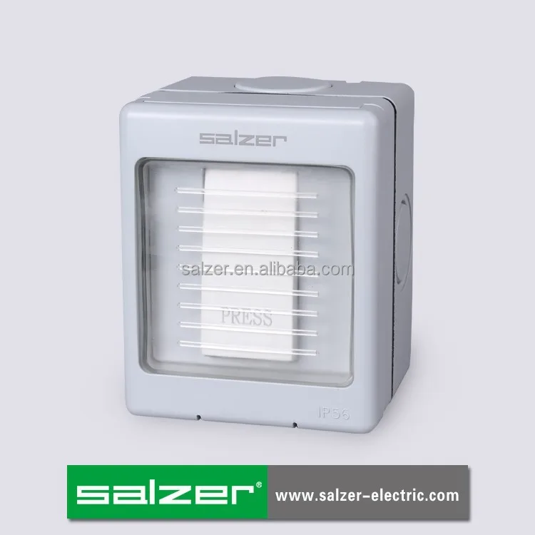 Salzer  SAF1-M001 Weatherproof Bell push IP56 10A 250V  one gang one way ABS box