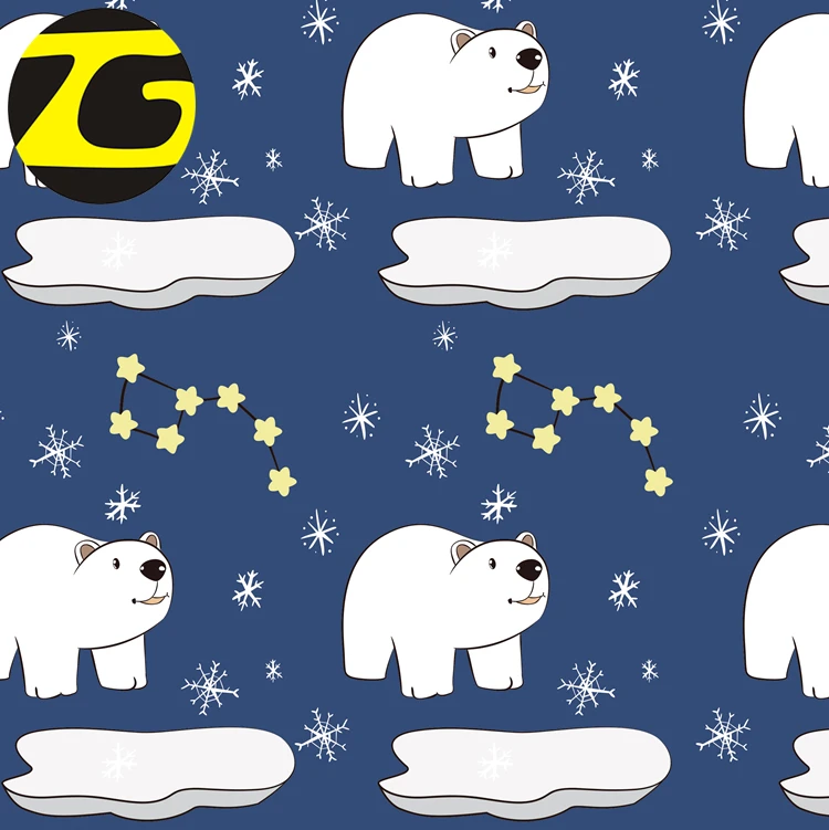 
White bear polyester super soft minky knitted fabric with cartoon style for baby blanket 