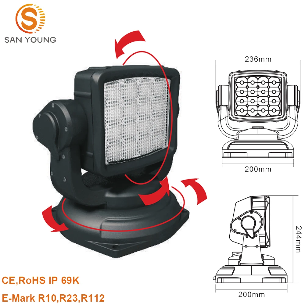 9 inch marine searching lights Bright remote control work light 4x4 offroad led search light
