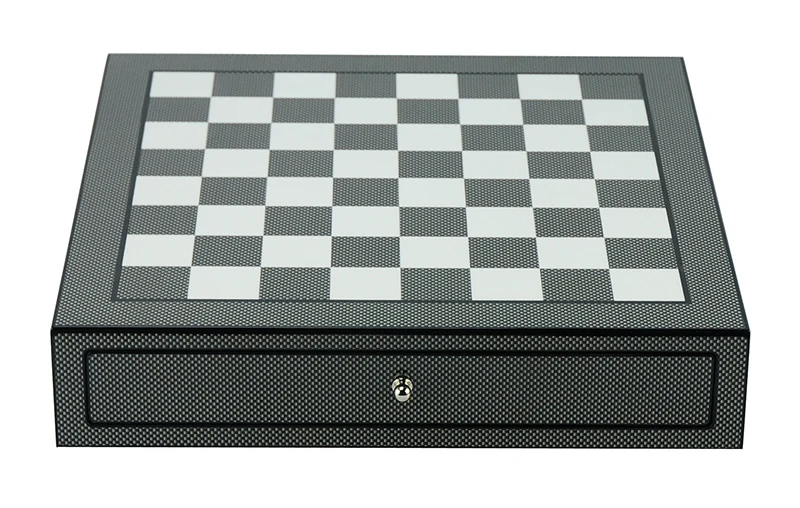 Carbon Fiber Wooden Chessboard Game Set with Drawer