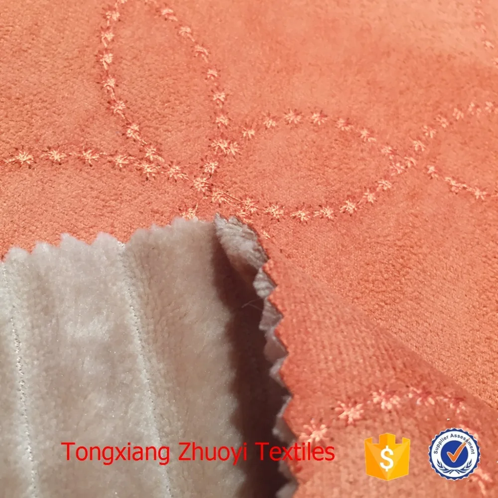 new design embroidery suede bond with fur fabric for garment