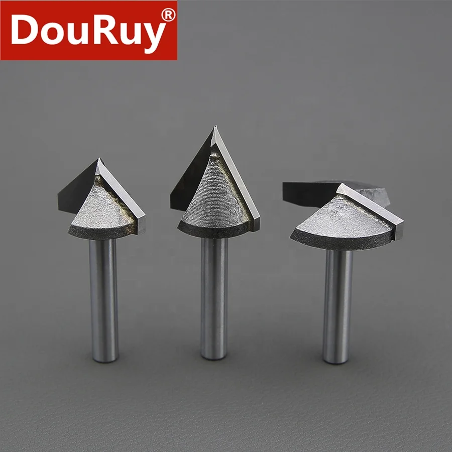 
DouRuy 8mm Bit CNC solid carbide Router Bits for Wood 60 90 120 150 deg tungsten woodworking milling cutter v groove 90 degree 
