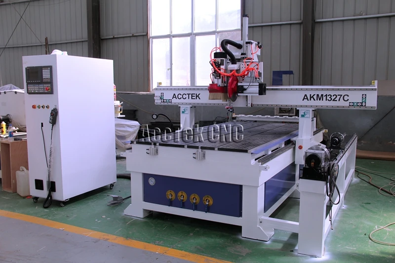 Auto tool changer AKM1327C circular saw cutting 4 axis wood cnc router for furniture kitchen cabinet door