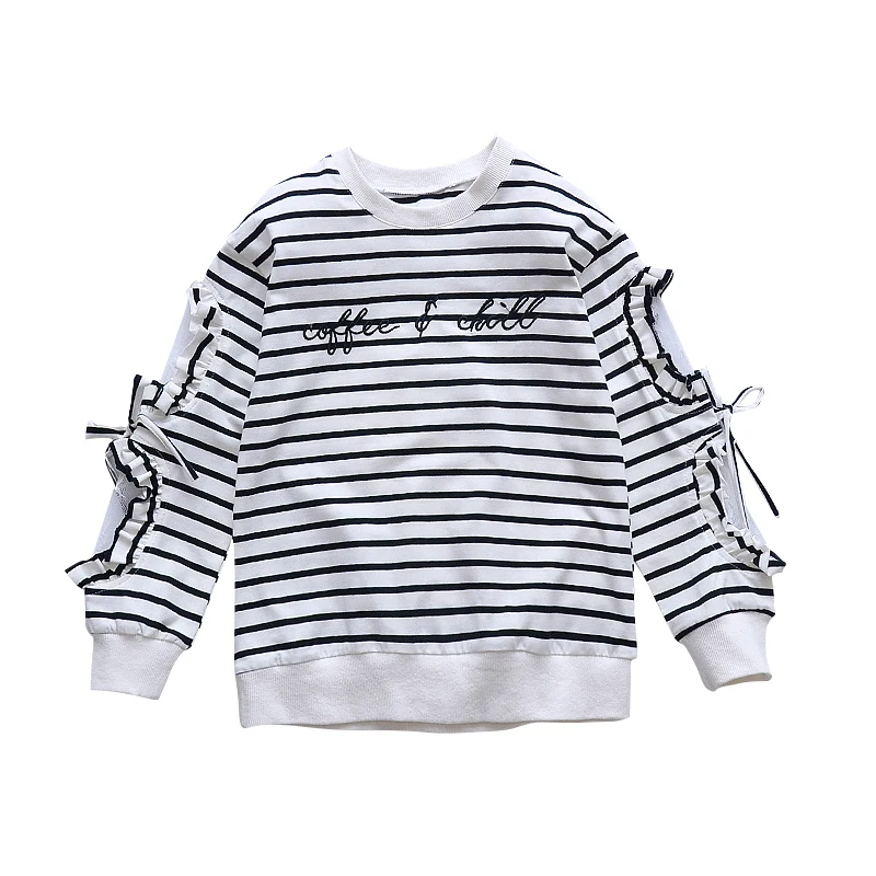 
Cotton Fabric Girls Boutique Long Sleeve T-shirt Embroidered Lace Kids Hoodies 