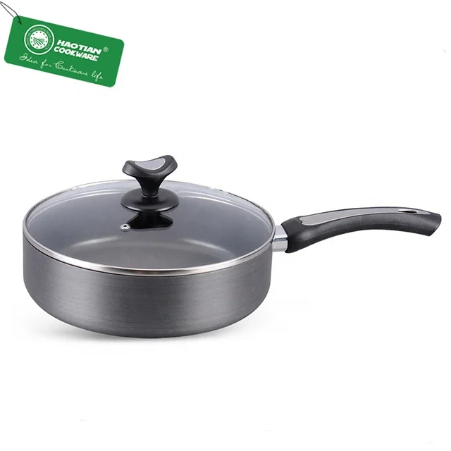 Aluminium forged saute pan non-stick Deep Fry Pan with glass lid