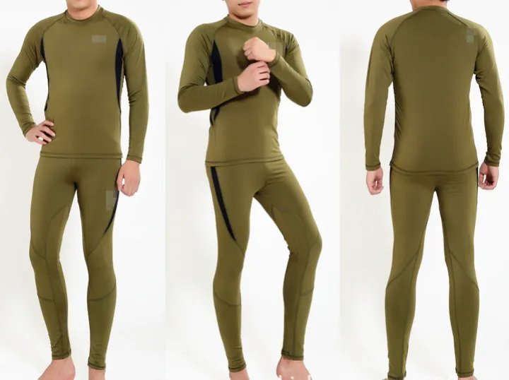 Tactical fleece thermal underwear men sweat quick drying thermo underwear mens breathable elasticity  Long Johns tops pants set
