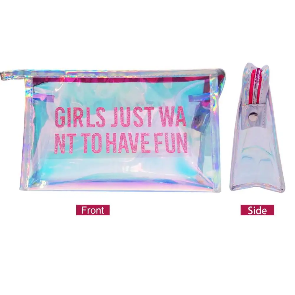 customize new fashion hologram cosmetic PVC bag holographic makeup bag Ladies Makeup Bag