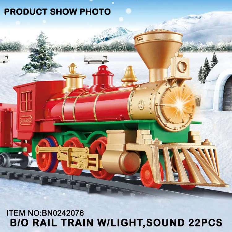 Classical Electric Toys Christmas Train Track Car Set With Sounds And Light