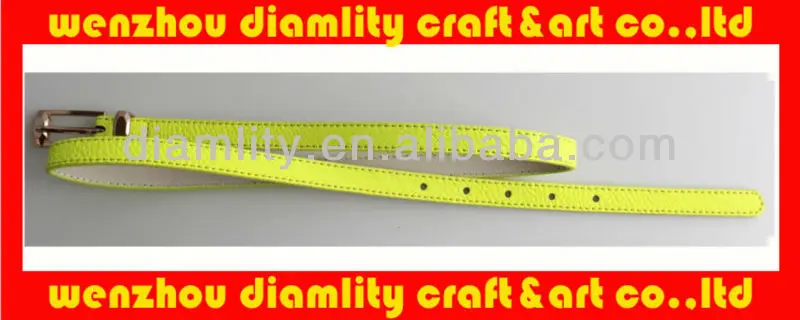 2013 новая мода неоновый желтый тощий пояс pu с золотой пряжкой