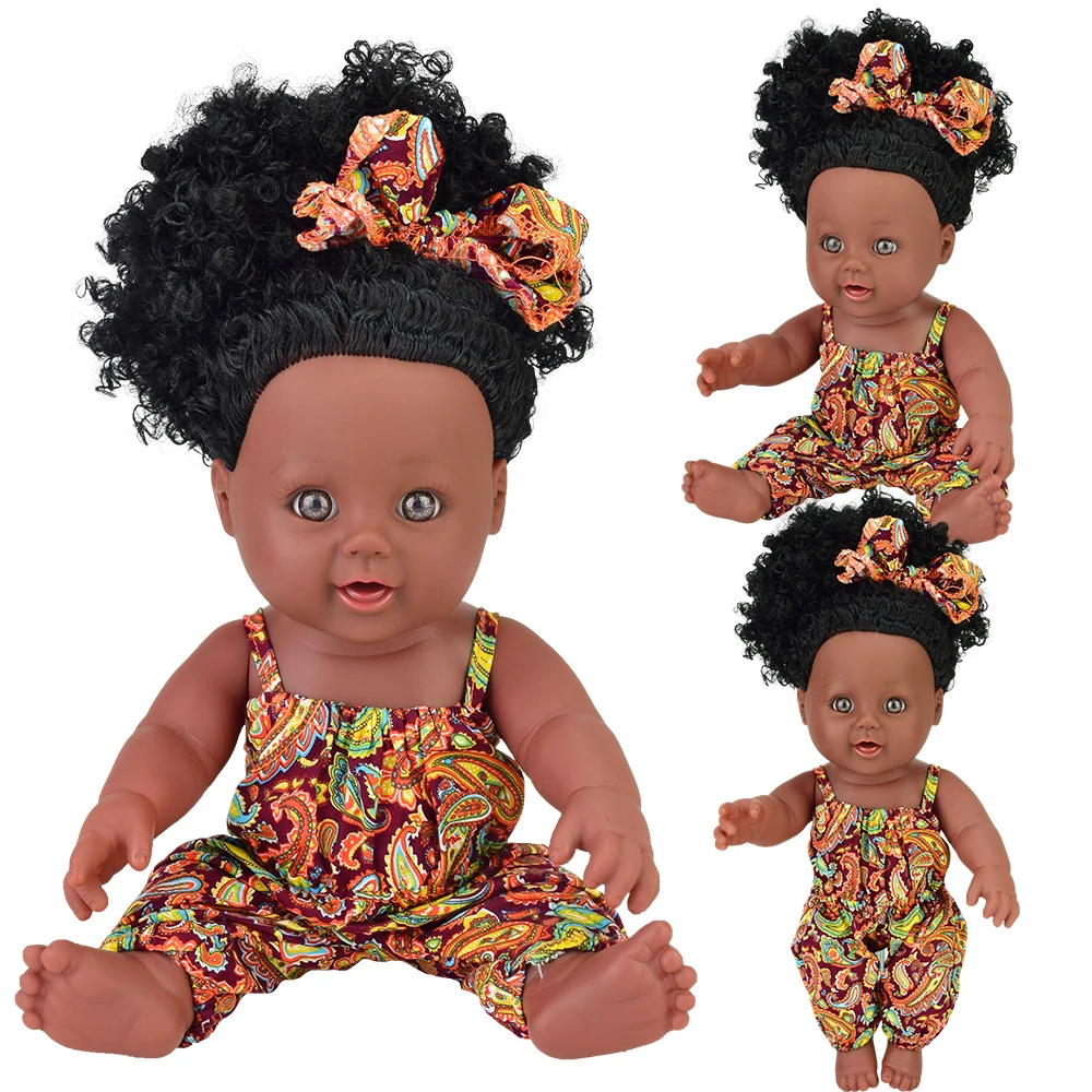 China manufacture 12inch Black Baby doll real  African American doll for kids gift
