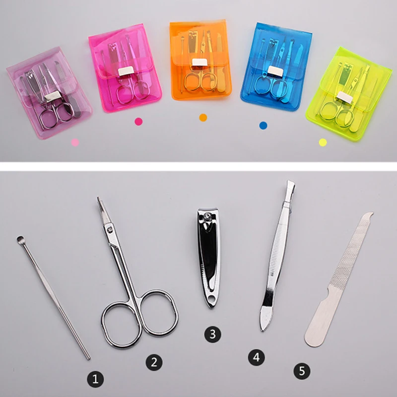 Factory Price Best Gift Promotion Nail File Drill Manicure Pedicure Colorful 5 Pcs Cute Nail Care Manicure Set
