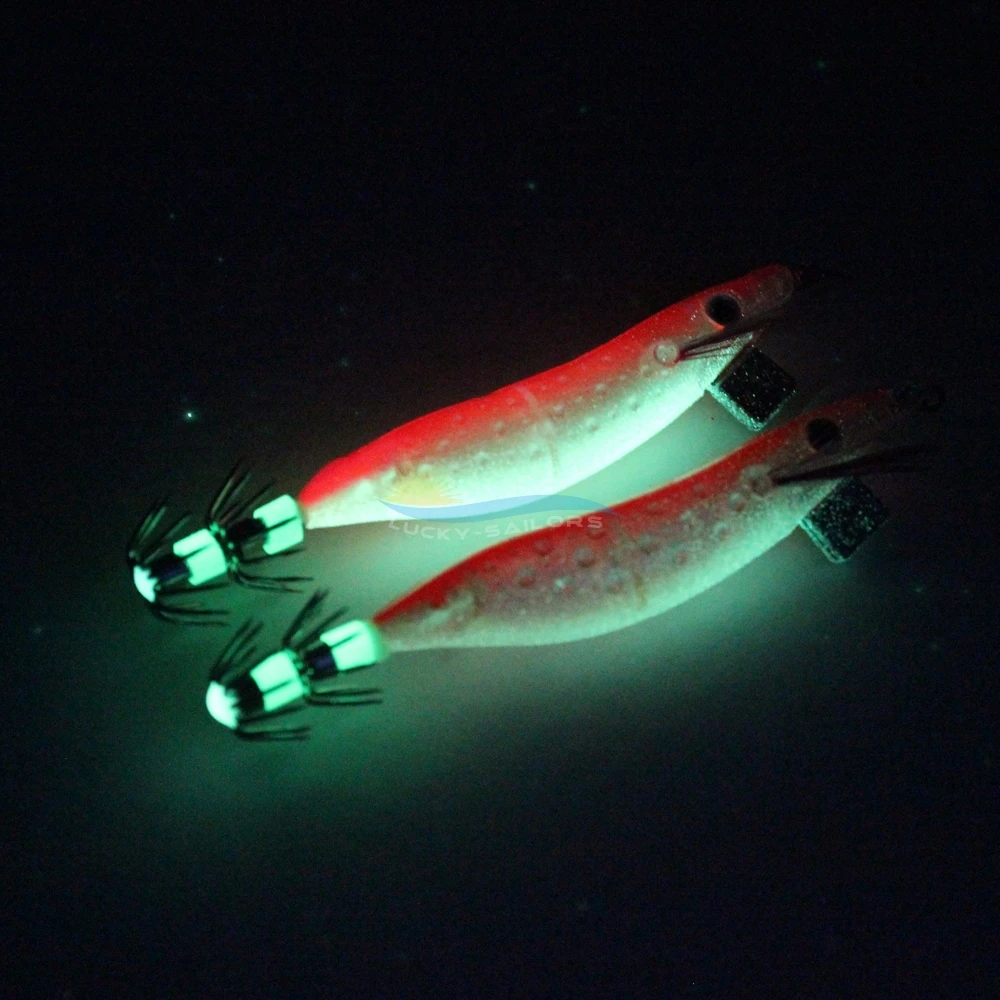 Squid Jigs Glowing Shrimp Prawn Baits Squid Fishing Lures Jig Hook Bait hot sale