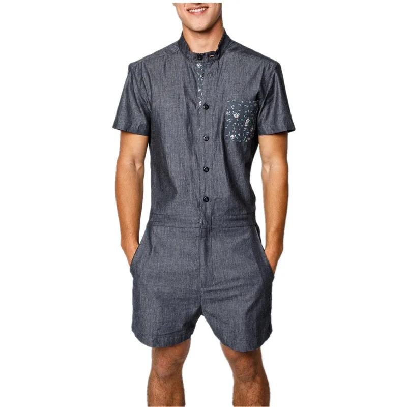 Summer clothing cotton panties short sleeve overall for men