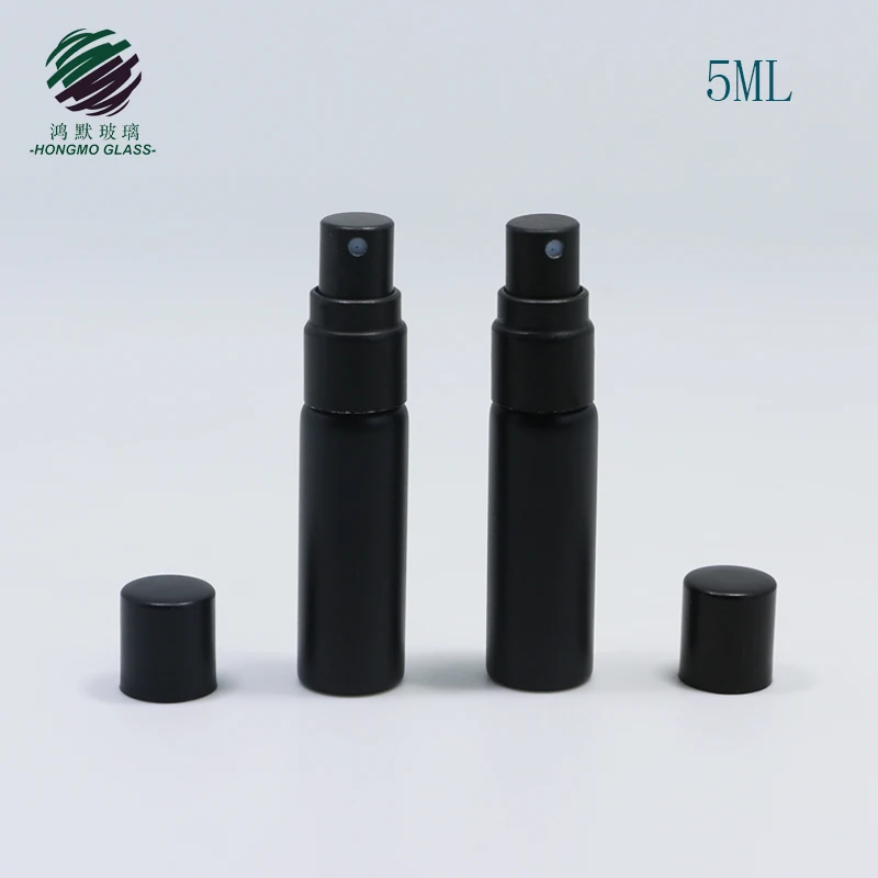 Black Slender OEM 5ml 10ml 15ml Glass Tube Pen Perfume Bottle Matte Black Frosted Glass Spray Bottle Glass Vial
