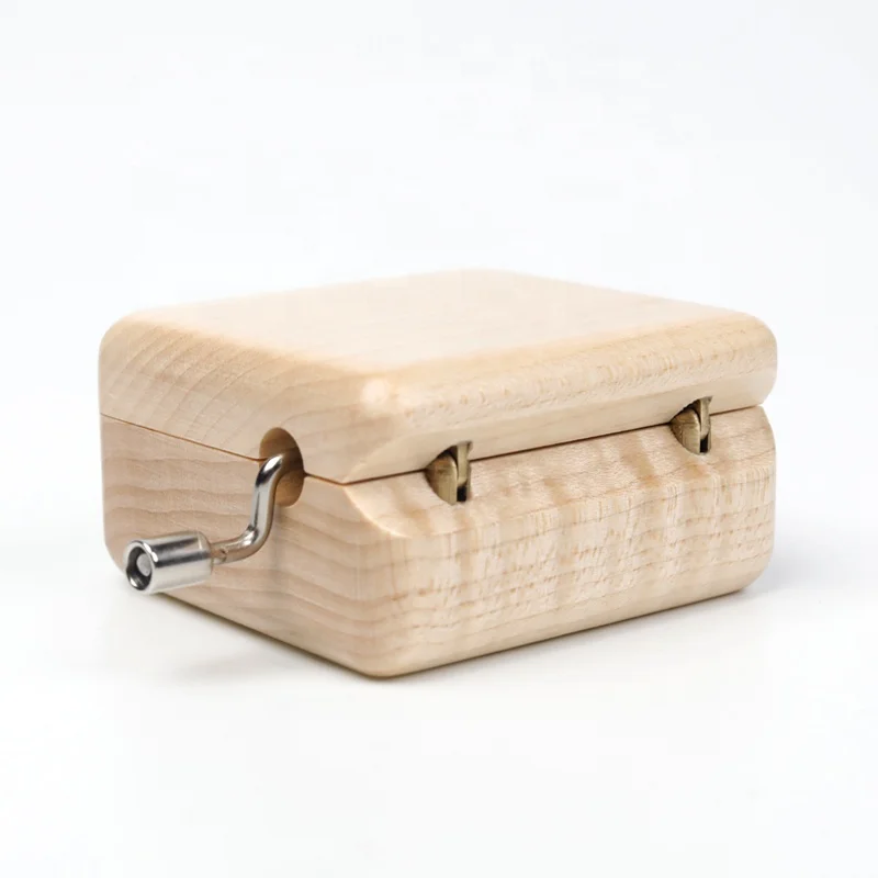 Carved logo wooden music box with custom song