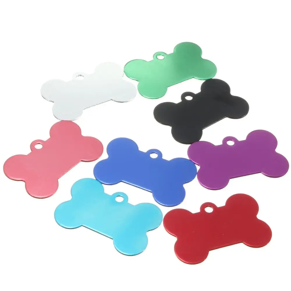 cheap high quality customized logo colorful dog bone shape oem pet tags laser anodized aluminum